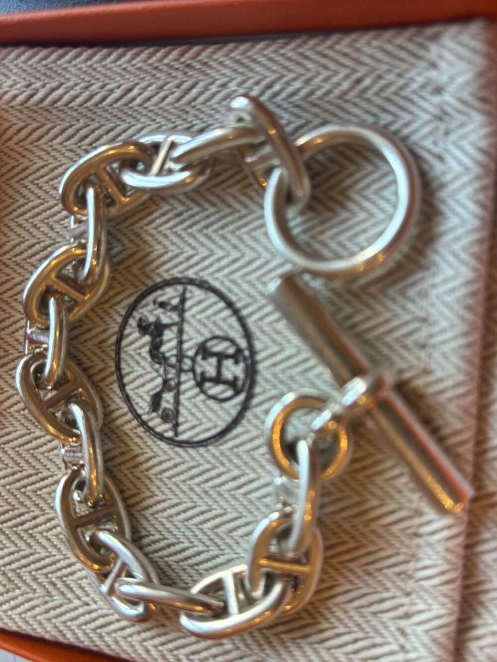Hermes Chaine d'ancre Enchainee bracelet, medium model. Sterling silver